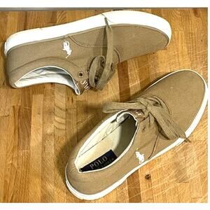 POLO Ralph Lauren FORESTMONT II Shoes Tan Canvas Women's Sz 8